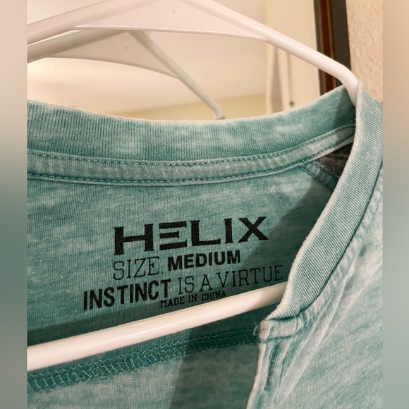 Helix • Light Teal & Gray Burnout Henley - Picture 3 of 3